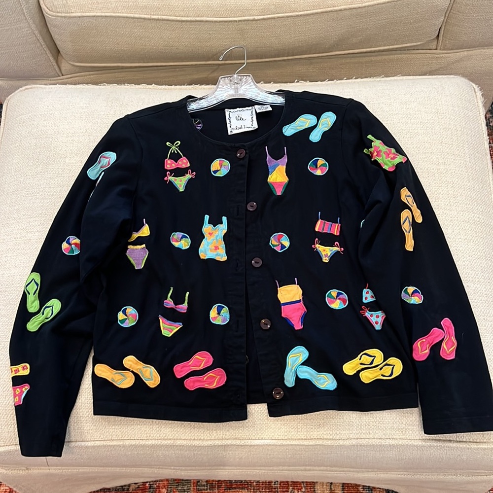 Michael Simon lite cotton button front cardigan beach designs size Small